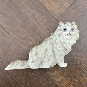 Ceramic Cat Figurine - vintage Parisian blue eye gray cat